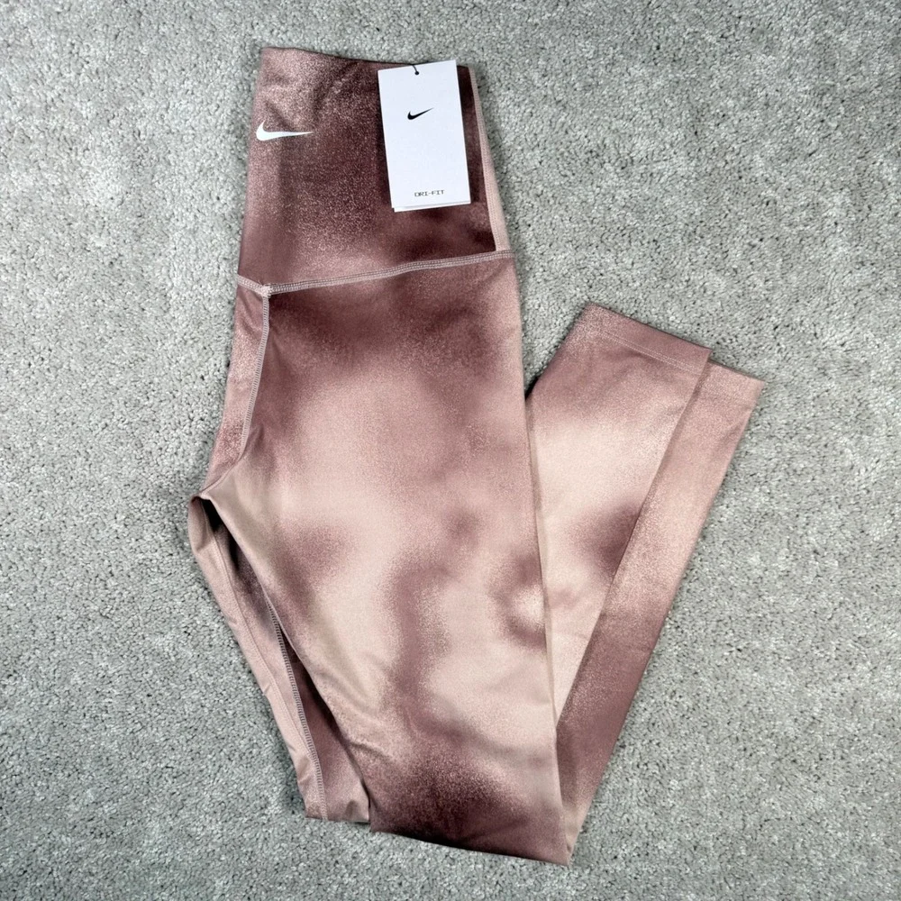 NWT Nike One Women's XS High Rise Full Length Dri-Fit Leggings Mauve Ombre